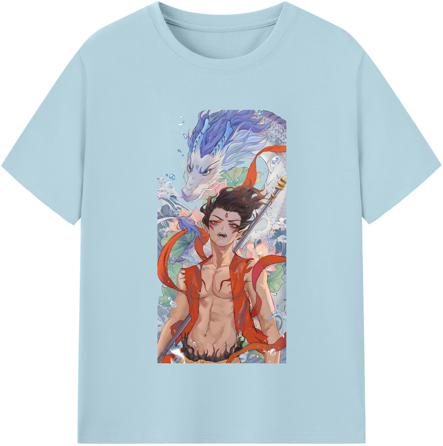 （画像用） Ne Zha 2 ナタ 魔童の大暴れ 綿100％半袖Tシャツ（フロントプリント）